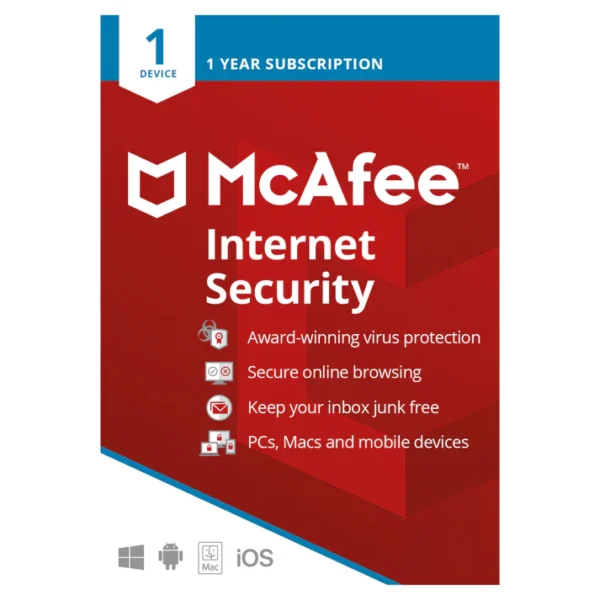 mcafee interney security 1 device 1 year 1